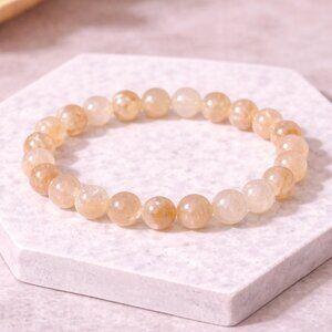 Champagne White Agate 8mm Beaded Stretch Bracelet Healing Jewelry